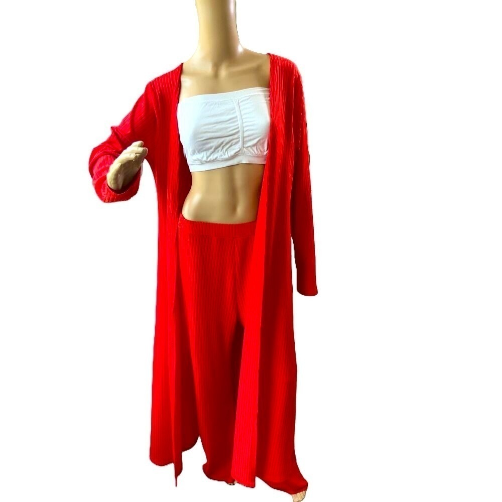 Womens‎ Burnt Orange Long Sleeve Open Front Ribbed Longline Cardigan Size 2XL